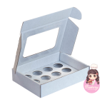 Caixa Cartão Branca 195x145x45mm p/ 12 Brigadeiros c/ janela quadrada c/Impressão no tampo – Norpack