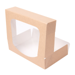 Caixa Kraft c/Janela 20x12x4,5cm Pack 50 - Take Away/Pastelaria/Bolos/Sushi – Norpack
