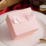 Caixa Presente/Pastelaria Mod. D Casamento 6,5x6,5x4,5cm Pack 10 (Cor da Fita Creme) – Norpack