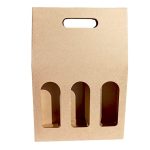 Caixa Cartão Micro Kraft p/3 Garrafas Vinho c/Janela 27 x 8 x 38 cm – Norpack