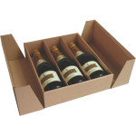 Caixa Cartão Kraft p/3 Garrafas Vinho c/Divisória 35x26x10cm – Norpack