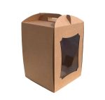 Caixa Cartão Micro Pastelaria Branca ou Kraft c/Pega c/Janela 25x25x34cm - Para Bolos Altos – Norpack - Image 2