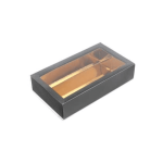 Caixa para chocolates Cartão Preta+ Interior Dourado 14,5x7,5x3,5cm - Pastelaria – Norpack
