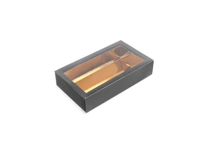 3001004650-1.png Caixa para chocolates Cartão Preta+ Interior Dourado 14,5x7,5x3,5cm - Pastelaria – Norpack - Image 1