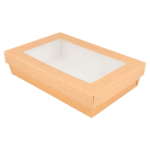 Caixa Cartolina Kraft c/Tampa + Janela 21cmx14cmx5cm Pack 50 unidades - Pastelaria / Take Away / Presente – Norpack - Image 3