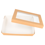 Caixa Cartolina Kraft c/Tampa + Janela 21cmx14cmx5cm Pack 50 unidades - Pastelaria / Take Away / Presente – Norpack - Image 2