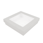 Caixa Cartolina Branca c/Tampa e Janela 18,5x18,5x4cm- Pastelaria / Take Away / Presente – Norpack