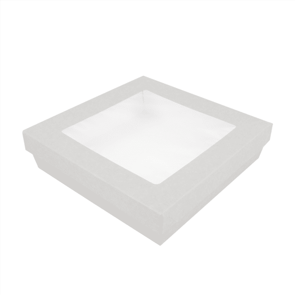 3001004932_embalsantos_caixa_pastelaria_takeaway_branca-1-1.png Caixa Cartolina Branca c/Tampa e Janela 18,5x18,5x4cm- Pastelaria / Take Away / Presente – Norpack - Image 1