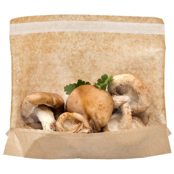 3001004954.png Saco Papel para comida pré-preparada, legumes ou fruta c/ base e janela auto fecho - Pack 100 unidades – Norpack - Image 1