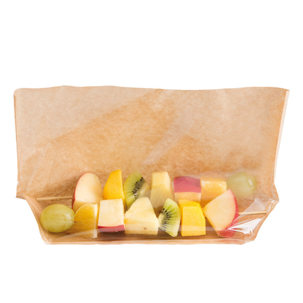 3001004955.png Saco Papel para comida pré-preparada, legumes ou fruta c/ base e janela 27x15/4x4cm - Pack 100 unidades – Norpack - Image 1