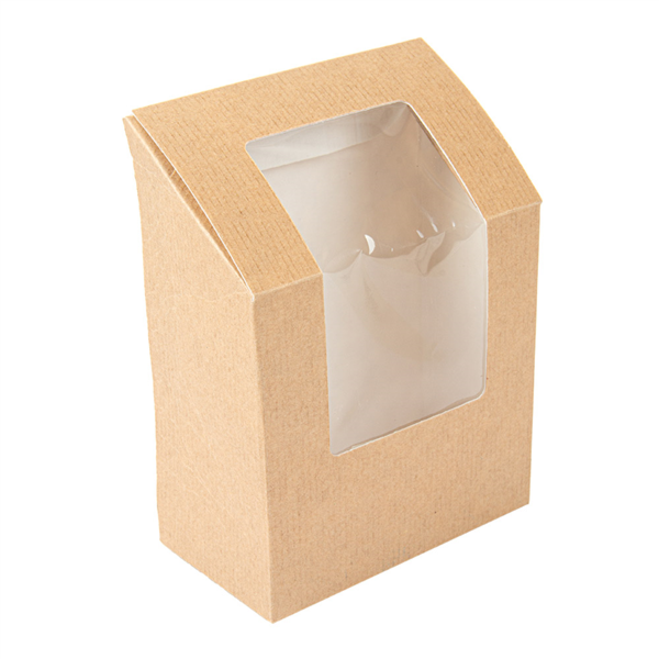 3001004982.png Caixa Cartolina Kraft c/ Janela 9,2x5,1x9,2/12,5cm (Sandes e Tortilhas) Pack 100 unidades – Norpack - Image 1