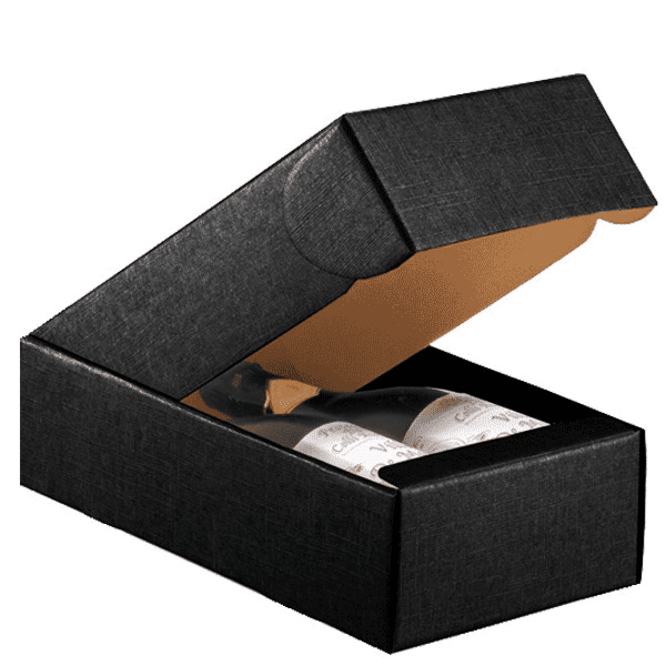 3001005025-1.png Caixa Cartão p/2 Garrafas 34x18,5x9cm Preta – Norpack - Image 1