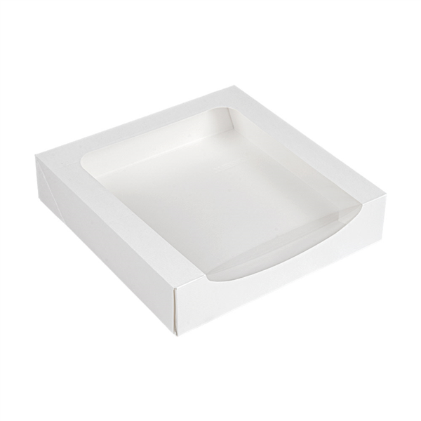 3001005208.png Caixa Branca c/Janela 23x23x5cm Pack 50 - Take Away/Pastelaria/Bolos/Sushi – Norpack - Image 1