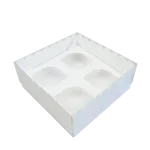 Caixa Cartolina Branca c/ tampa Pvc 4 Cupcakes – Norpack - Image 7