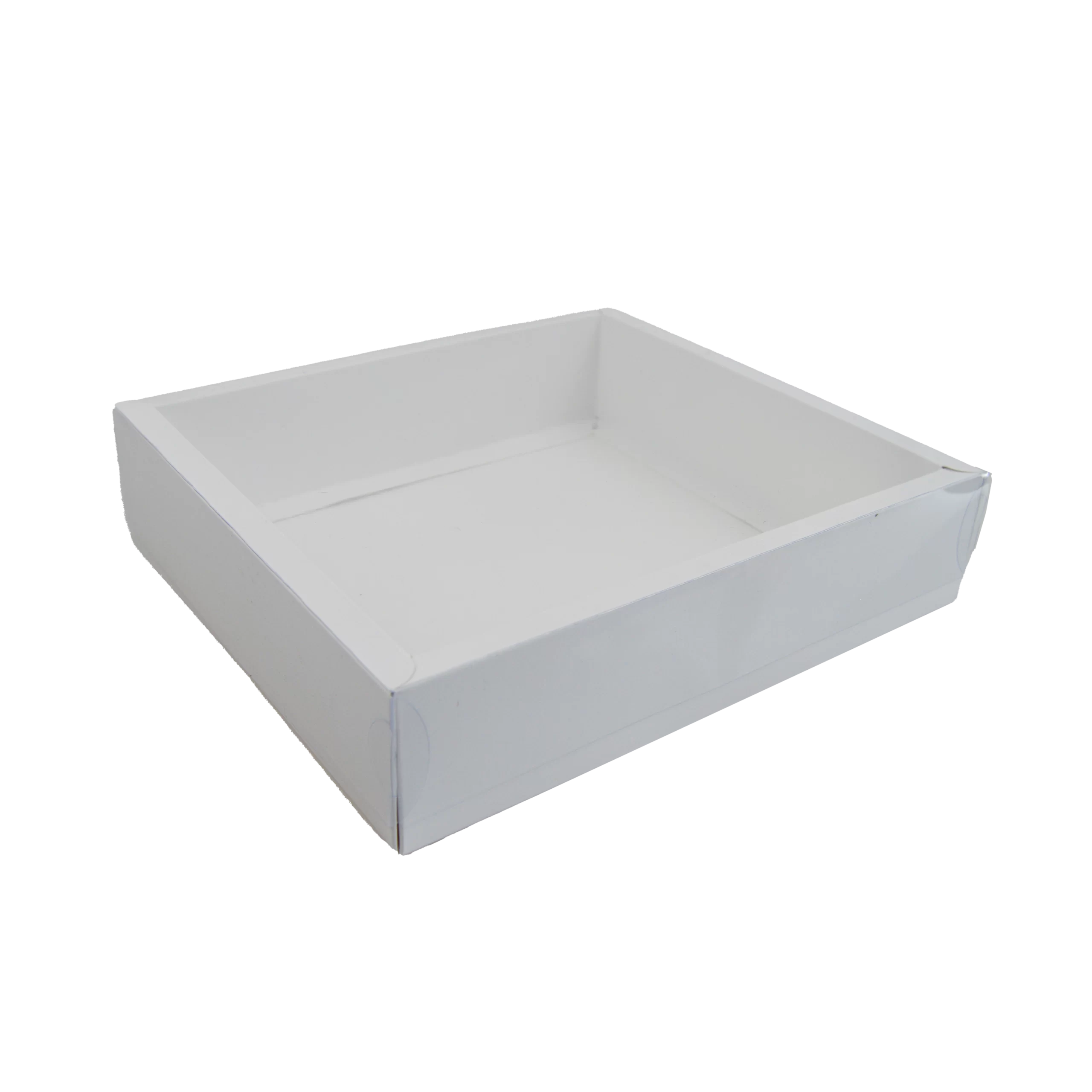 3001005572u_perspetiva-scaled-1.webp Caixa Cartolina Branca c/ tampa PVC 20cmx18cmx5cm- Pastelaria / Take Away / Presente – Norpack - Image 1