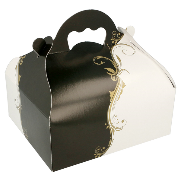 3001005845.png Caixa Cartão / Lunch Box c/ Asas Vintage Preto / Branco - p/Take Away/Pastelaria/Bolos – Norpack - Image 1