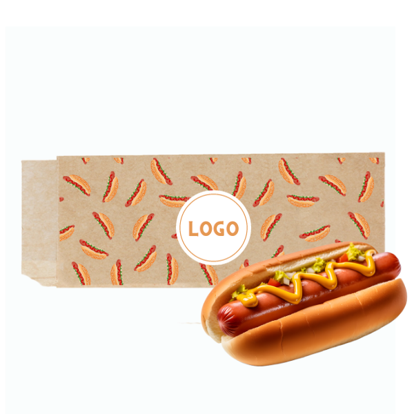 3001005887imp-1.png Bolsa Aberta 2 Lados Kraft Anti Gordura HOT DOG 9+3+22 cm c/ Impressão Pack 500 Unidades – Norpack - Image 1