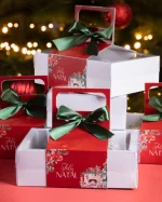Caixa Cartolina C/ Tampa PVC + Alça em Papel p/ 6 Brigadeiros Natal "Quebra Nozes" – Norpack