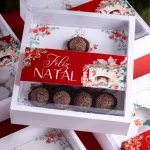 Caixa Cartolina C/ Tampa PVC p/ 10 Brigadeiros Natal "Quebra Nozes" – Norpack