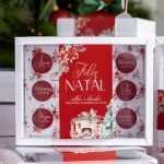 Caixa Cartolina C/ Tampa PVC p/ 12 Brigadeiros c/ Mensagens Natal "Quebra Nozes" – Norpack