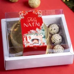 Caixa Cartolina C/ Tampa PVC p/ 1 Bentô Cake + 3 Brigadeiros Natal "Quebra Nozes" – Norpack