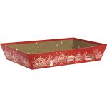 Tabuleiro Cartão Vermelho/Dourado Natal 36x27x7cm – Norpack