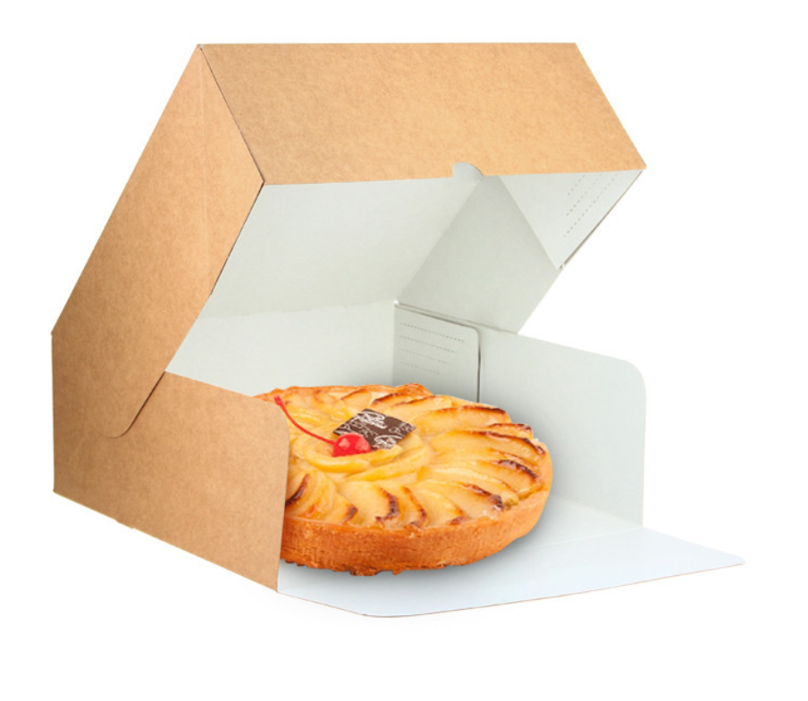 3001005999.png Caixa Cartão Kraft c/ Tampa Incorporada 20x20x10cm Pack 25 – Tartes / Pastelaria / Salgadinhos / Canapés – Norpack - Image 1