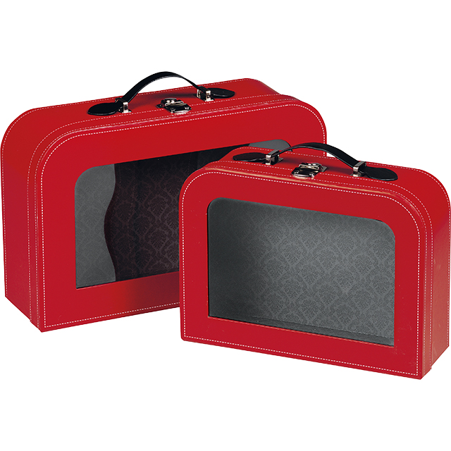 3001006023.jpg Caixa Cartão Maleta Vermelha c/ janela 33x21x11cm – Norpack - Image 1