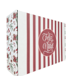 Caixa Cartão Branca 37x27x12cm Natal Pinhas e Laços – Norpack