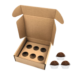 Caixa Cartão Kraft 140x140x50mm p/ 6 Brigadeiros c/Impressão no tampo – Norpack - Image 2