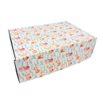Caixa Cartão Postal Branca 370mmx270mmx120mm Padrão Raposas e Plantas – Norpack