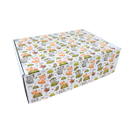 Caixa Cartão Postal Branca 370mmx270mmx120mm Padrão Raposas e Pássaros – Norpack