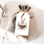 Etiquetas de Presente Páscoa com Ovos de Páscoa e Coelho em Cesta de Flores- Pack 48unid – Norpack