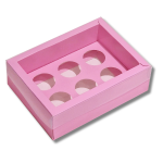 Caixa Cartolina Rosa Chiclete c/ Tampa PVC p/ 6 Brigadeiros – Norpack - Image 2
