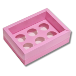 Caixa Cartolina Rosa Chiclete c/ Tampa PVC p/ 6 Brigadeiros – Norpack - Image 4