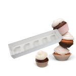 Caixa Cartolina Branca c/ tampa Pvc 5 Cupcakes – Norpack