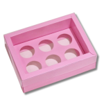 Caixa Cartolina Rosa Chiclete c/ Tampa PVC p/ 6 Brigadeiros – Norpack - Image 3