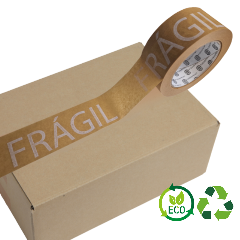 6-5-1.png Fita Adesiva Papel Ecopack "FRÁGIL" a letras brancas 50mmx50mts - ♲Ecológico♲ Ideal para caixas! – Norpack - Image 1