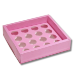 Caixa Cartolina Rosa Chiclete c/ Tampa PVC p/ 16 Brigadeiros – Norpack - Image 4