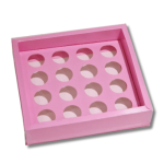 Caixa Cartolina Rosa Chiclete c/ Tampa PVC p/ 16 Brigadeiros – Norpack - Image 3