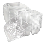 Caixa Plástica c/ 4 Divisórias para pastelaria / take away 16x16x6cm Pack 10 unid. – Norpack