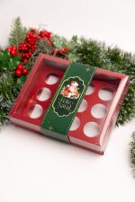 Caixa Cartolina Vermelha C/ Tampa PVC 18x14cm p/ 12 Brigadeiros Coleção Pai Natal – Norpack - Image 8