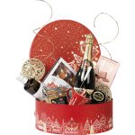Caixa Cartão Presente Redonda Chalé Vermelho/Dourado Natal D33,5x12cm – Norpack - Image 2