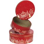 Caixa Cartão Presente Redonda Chalé Vermelho/Dourado Natal D33,5x12cm – Norpack - Image 6
