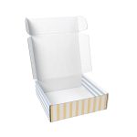 Caixa Cartão Postal Branca 20x20x7cm Coleção Verão Riscas Azuis e Amarelas – Norpack - Image 2