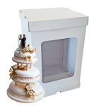 Caixa Cartão Bolos Altos / Casamento / Vários Andares / Pastelaria Branca c/Janela 32x32x50cm - Também c/ Redutores que dão para Bases de 30 cm! – Norpack