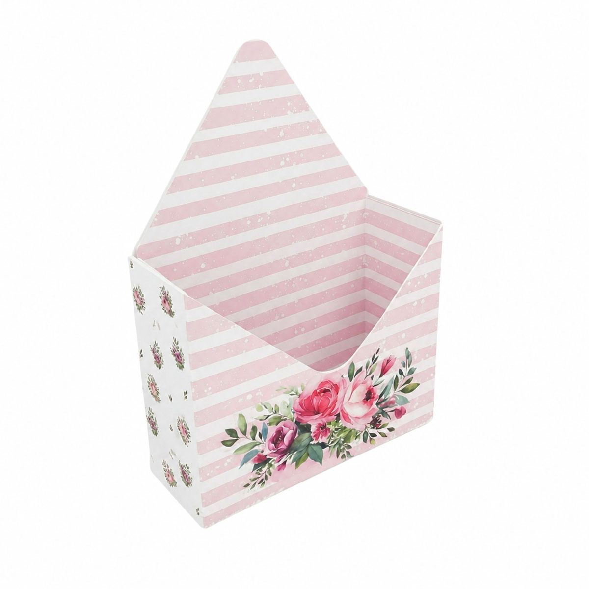 Caixa-Cartao-Branca-Envelope-20x7x1629cm-Riscas-Rosa.jpg Caixa Cartão Branca Envelope 20x7x16+29cm Riscas Rosa – Norpack - Image 1