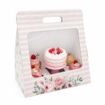 Caixa Cartão Branca Pastelaria p/ 4 Cupcakes + Bento Cake 30x20x28cm Riscas Rosa – Norpack - Image 3
