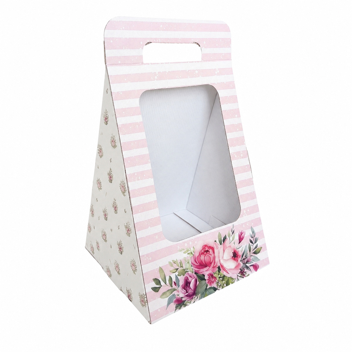 Caixa-Cartao-Branca-Presente-Flores-20x20x28cm-Riscas-Rosa.jpg Caixa Cartão Branca Presente / Flores 20x20x28cm Riscas Rosa – Norpack - Image 1