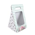 Caixa Cartão Branca Presente / Flores 20x20x28cm Riscas Azuis – Norpack
